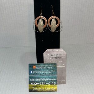 Handcrafted Blue Eyed Bootique Silver & Bronze Textured Metallic Drop Earrings